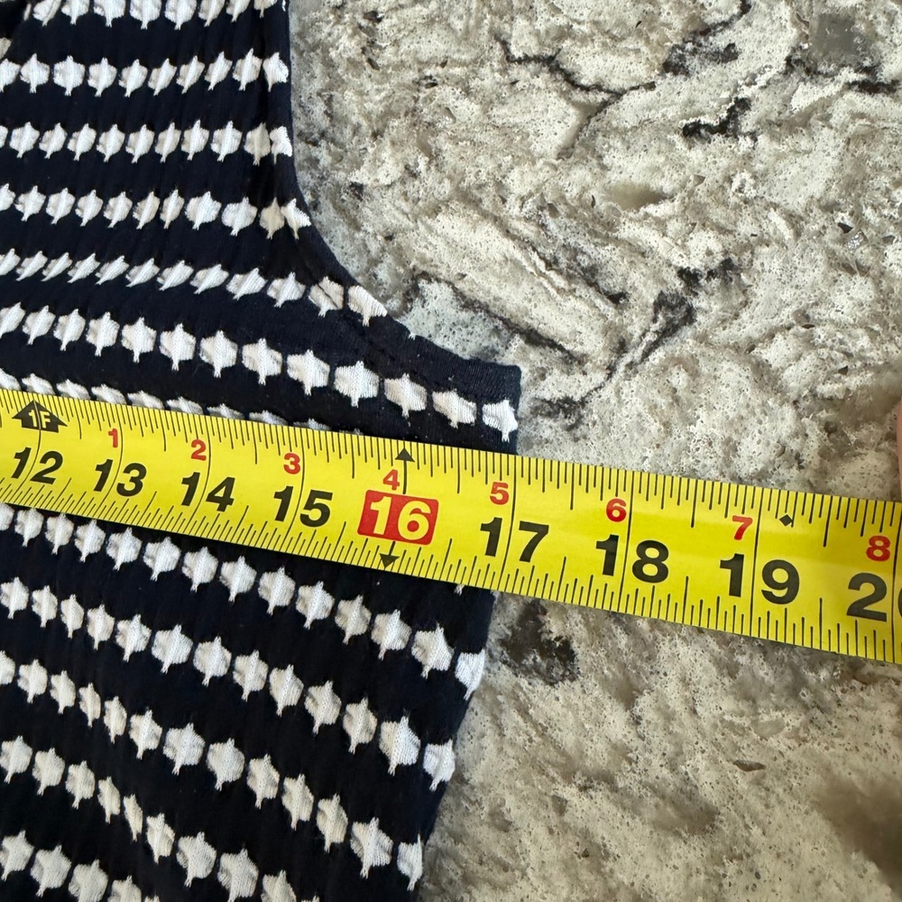Loft Jacquard Dress Navy Blue White Button V-Neck Sleeveless Dress XSP XS Petite - Picture 10 of 14